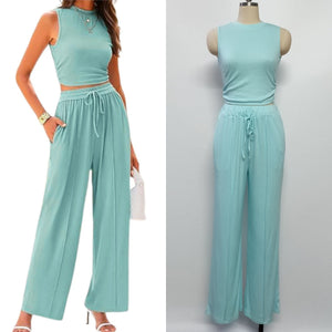 Ribbed Knit cropped tank + drawstring set - Week of 7.7