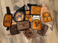 Load image into Gallery viewer, Leather Tooled Sling Bags