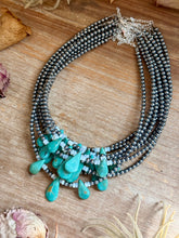 Load image into Gallery viewer, Turquoise Teardrop &amp; Freshwater Pearl Necklace