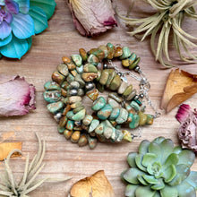 Load image into Gallery viewer, Green Turquoise Nugget Bracelet with Sterling Silver Pearls – 7” + Extender