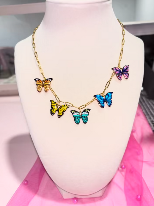 Rainbow Butterfly Necklace