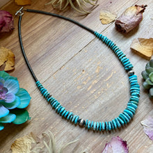 Load image into Gallery viewer, 23” Ice Blue Turquoise Graduated Necklace – Sterling Silver &amp; Hematite
