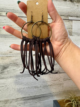 Load image into Gallery viewer, 10 options Deer Skin Leather Hoop Earrings – 6.5" – Final Edition – USA Made