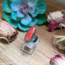 Load image into Gallery viewer, MJ Red Spiny Ring – Sterling Silver