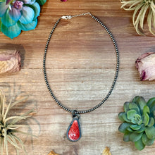 Load image into Gallery viewer, ***FREE Sterling Silver Pearl Necklace + MJ Red Spiny Oyster Pendant