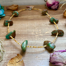 Load image into Gallery viewer, 22” Chunky Turquoise &amp; Shell Heishi Necklace