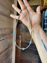 Load image into Gallery viewer, Golden Hill Turquoise &amp; Sterling Silver Pearl Necklace – 16" + Extender