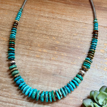 Load image into Gallery viewer, Tri-Color Graduated Turquoise Necklace 22 inch