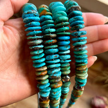 Load image into Gallery viewer, 23” Tri Color Turquoise Graduated Necklace – Sterling Silver &amp; Hematite