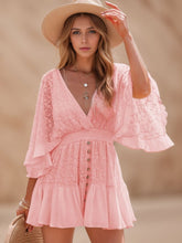 Load image into Gallery viewer, PREORDER: Hope Ruffle Hem Lace Mini Dress