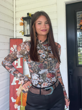 Load image into Gallery viewer, Floral Mesh Long Sleeve Top