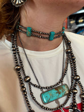 Load image into Gallery viewer, Pink/blue Double Strand Necklace – 13” Beaded – Sterling Silver Pearls &amp; Rectangle Variscite