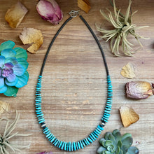 Load image into Gallery viewer, 23” Ice Blue Turquoise Graduated Necklace – Sterling Silver &amp; Hematite