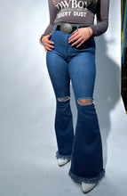 Load image into Gallery viewer, Farrah Denim Distressed High Waisted Flares - Medium Wash