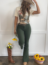 Load image into Gallery viewer, Fiona High Waisted Bell Bottom Flare Jeans - Olive