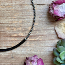 Load image into Gallery viewer, 14” Black Onyx Heishi Necklace – Sterling Silver Pearls &amp; Saucers