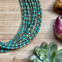 Load image into Gallery viewer, 14” Turquoise Heishi &amp; Sterling Silver Saucer Necklace – The Bijoux FAB