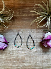Load image into Gallery viewer, Green &amp; Orange Heishi Earrings – Sterling Silver Pearls