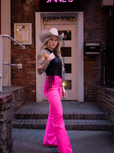 Load image into Gallery viewer, Fiona High Waisted Bell Bottom Flare Jeans - Pink