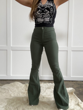 Load image into Gallery viewer, Fiona High Waisted Bell Bottom Flare Jeans - Olive