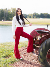 Load image into Gallery viewer, Fiona High Waisted Bell Bottom Flare Jeans - Red