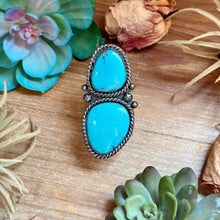 Load image into Gallery viewer, MJ Two-Tone Blue Turquoise Statement Ring