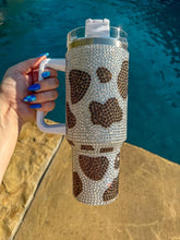 Load image into Gallery viewer, Cowprint Rhinestone Tumblers