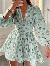 Load image into Gallery viewer, PREORDER: Sarina Lace Detail V-Neck Balloon Sleeve Dress