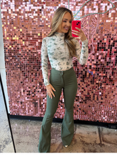 Load image into Gallery viewer, Fiona High Waisted Bell Bottom Flare Jeans - Olive