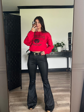 Load image into Gallery viewer, Leather Blakely High Waisted Bell Bottom Flare Jeans - Black