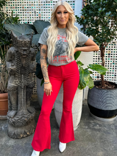 Load image into Gallery viewer, Fiona High Waisted Bell Bottom Flare Jeans - Red