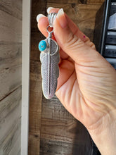 Load image into Gallery viewer, Feather Pendant – Kingman Turquoise &amp; Sterling Silver