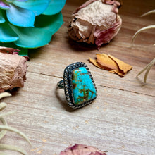 Load image into Gallery viewer, MJ Trapezoid Blue Turquoise Sterling Silver Ring – Size 7