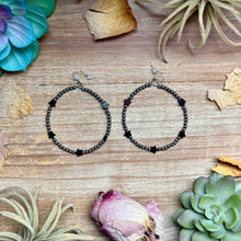 Load image into Gallery viewer, Black Onyx Star Hoop Earrings – 3mm Sterling Silver