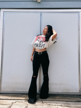 Load image into Gallery viewer, Farrah Distressed High Waisted Flares - Black