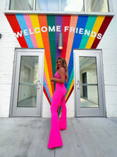 Load image into Gallery viewer, Fiona High Waisted Bell Bottom Flare Jeans - Pink
