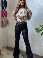 Load image into Gallery viewer, Fiona High Waisted Bell Bottom Flare Jeans - Snakeprint