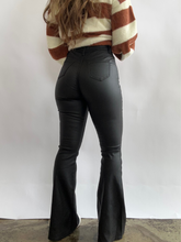 Load image into Gallery viewer, Leather Blakely High Waisted Bell Bottom Flare Jeans - Black