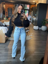 Load image into Gallery viewer, Keep Up Flare Acid/Dark Wash Jeans