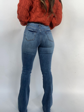 Load image into Gallery viewer, Sarah Distressed Medium Wash Flares