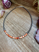 Load image into Gallery viewer, Spiny Oyster Heishi &amp; Sterling Silver Pearl Choker