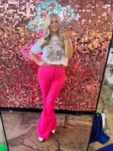 Load image into Gallery viewer, Fiona High Waisted Bell Bottom Flare Jeans - Pink