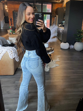 Load image into Gallery viewer, Keep Up Flare Acid/Dark Wash Jeans