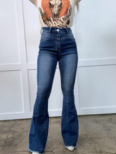 Load image into Gallery viewer, Keep Up Flare Acid/Dark Wash Jeans