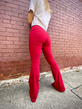 Load image into Gallery viewer, Fiona High Waisted Bell Bottom Flare Jeans - Red