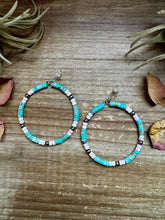 Load image into Gallery viewer, Turquoise Variscite &amp; Pink Conch Hoop Earrings –  Exclusive Bijoux FAB Design