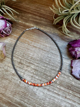 Load image into Gallery viewer, Spiny Oyster Heishi &amp; Sterling Silver Pearl Choker