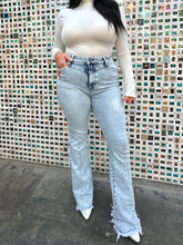 Load image into Gallery viewer, Keep Up Flare Acid/Dark Wash Jeans