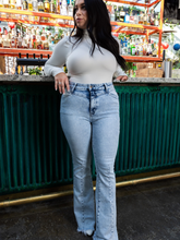 Load image into Gallery viewer, Keep Up Flare Acid/Dark Wash Jeans