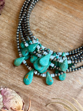 Load image into Gallery viewer, Turquoise Teardrop &amp; Freshwater Pearl Necklace